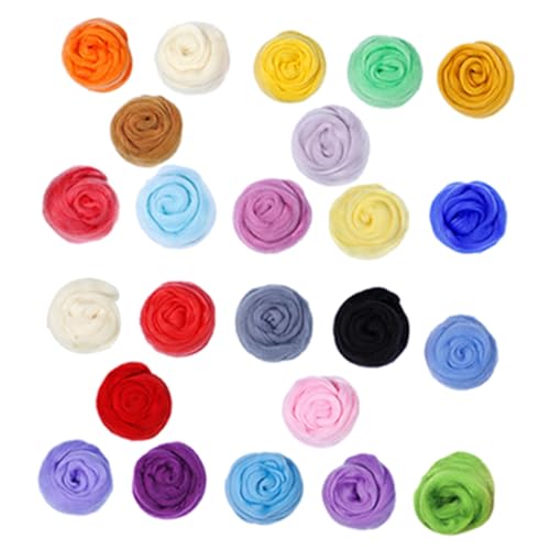 Tofficu 1 Satz Farbige Wollstreifen Filzen Set Filzsets DIY Zubehör DIY Bastelmaterial Nadelfilz-Set Wolle Wollgarn Nähgarn Wollfilzform Praktisches Filzset Wollfilzen Selber Machen 24st