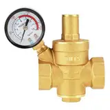 NICEWAT Druckminderer Wasser 1/2 zoll DN15 mit Manometer, Einstellbarer Wasserdruckregler, Hergestellt aus Hohe Härte Messing, Wasserdruckminderer für Wasser überdruckventil
