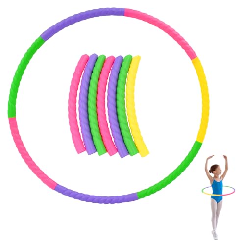 Hyacinthy Hula Fitness Reifen Kinder Hoop, 7-teiliges Kunststoff Abnehmbares Hullahub Reifen, Hoola Hoop für Tanz Fitness, Hola-Reifen-Hoop für Erwachsene und Gymnastikreifen Kinder ab 3 4 5 6+ Jahre