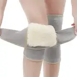 Afinder Knieschoner Elastische Kniebandage Winter Weich Wolle Verdicken Knieschützer Thermo Knieorthese Beinlinge Beinwärmer Professionel Kniewärmer mit Klettverschluss