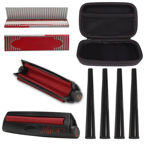 LHTHT 2PCS Drehmaschine konisch,Cigarette Rolling Machine,Drehmaschine Rote Matten,Zigaretten drehen mit Leichtigkeit! 4PCS Jointhülle.(110 mm)