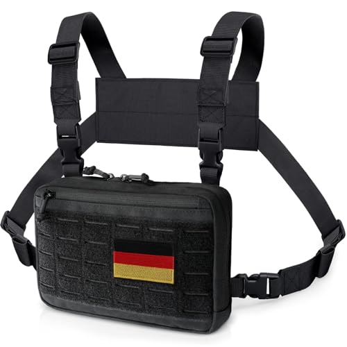 WYNEX Taktische Brusttasche von Laser Cut Design, Molle-Brusttasche Utility Recon Kit Tasche Taktischer Kampf Brustpackung Airsoft Vorderseite Brustkorb Tasche mit Aufnäher
