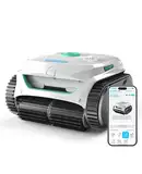 WYBOT C2 Poolroboter Akku Boden und Wand für Einbaupools bis 150㎡, Doppelfiltration, 3-Fach Motor, Starke Saugkraft, Wandkletter & Wasserlinie, 184 Min, App(Weiß-Grün B)