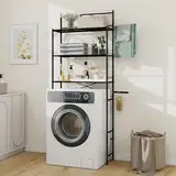 MallCreaty waschmaschinenschrank,Toilettenregal, 3-stufig Waschmaschinenregal, Handtuchhalter,platzsparend für das Badezimmer, über der Toilette, Metall,einfach zu montieren,65x167x24cm(schwarz)