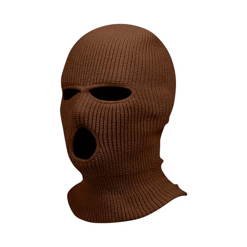 Sturmhaube Motorrad Halloween 3 Löchern Gestrickte Balaclava Herren Sturmmaske Winter Warm Must Have Strickmaske Damen Maskenhut Sport Skimaske Outdoor Multifunktions Maske(A30 Coffee,One Size)