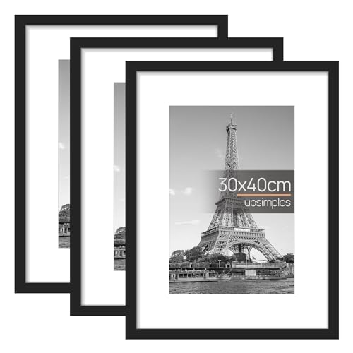 upsimples 3 Pack Bilderrahmen 30x40, Schwarz Rahmen 30x40, Picture Frame für Fotos, Bilder, Poster