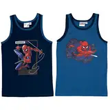 Marvel Spiderman Unterhemd für Jungen Kinder Tank Top Hemdchen Unterwäsche Blau (2er Pack) (as3, Numeric, Numeric_122, Numeric_128, Regular, 122-128)