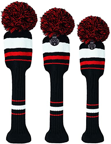 Schlägerkopfhüllen für Driver Fairway Holz Hybrid Golfschlägerhaube Golfschlägerhauben Golf Headcover Set Wert 3 4 Stück, Schlägerhauben Club Covers Langer Hals Austauschbaren Nummernschild 1 3 5 7 X