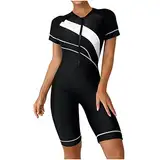 Damen Surfanzug Badeanzug mit Bein Reißverschluss Einteiler Rashguard Bademode Surfen Schwimmanzug Badeanzug Bauchweg Einteilige Rush Guard Schwimmanzug Push Up Surfing Badebekleidung