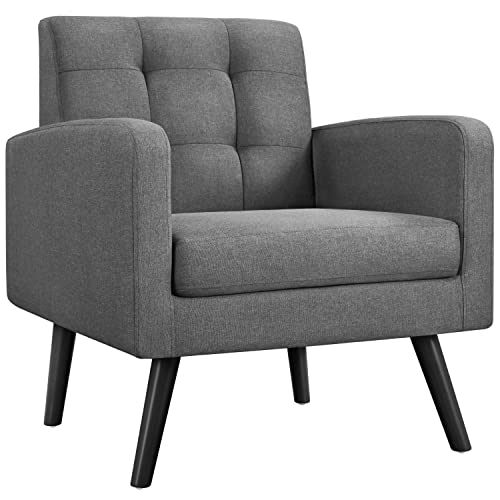 Yaheetech Sessel Ohrensessel mit Armlehnen, Bequem und Modern, Fernsehsessel Relaxsessel Wohnzimmer Clubsessel Sofa 136 KG belastbar, grau