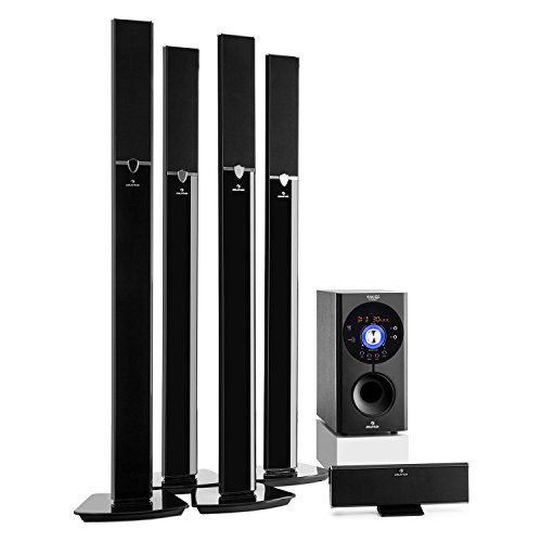 auna Areal Surround Heimkino 5.1- Soundsystem Kanal Heimkinosystem Lautsprechersystem 5.1 heimkinosystem mit 145 Watt RMS, 16,5 cm (6,5")-Sidefiring-Subwoofer, Bassreflex, Bluetooth, schwarz