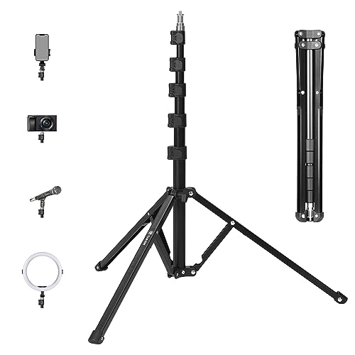 TARION Lichtstativ 200 cm Aluminium Lampenstativ Traglast 8 kg für Studio Outdoor Fotografie Ringlicht Blitzlicht (FLS-20)