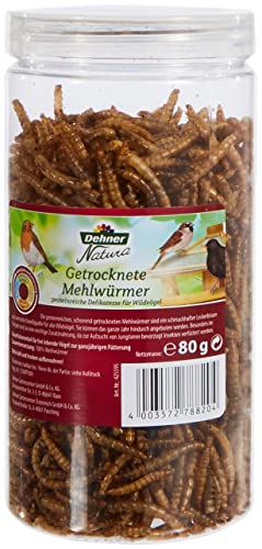 Dehner Natura Wildvogelfutter, getrocknete Mehlwürmer, proteinreich, 80 g