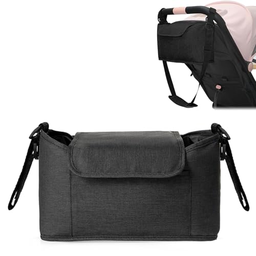 Doukesh Tragbare Aufbewahrung Kinderwagen Taschen, Buggy Organizer Tasche mit Schultergurt, Buggy Kinderwagentasche Baby, Kinderwagen Organizer Universal Zum Tragen Windel, Handys, Spielzeug Snacks.