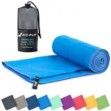 Fit-Flip Mikrofaser Handtuch - kompakte Microfaser Handtücher - ideal als Sporthandtuch, Reisehandtuch, Strandtuch - schnelltrocknend und leicht - Badetuch groß (100x200cm, Blau)