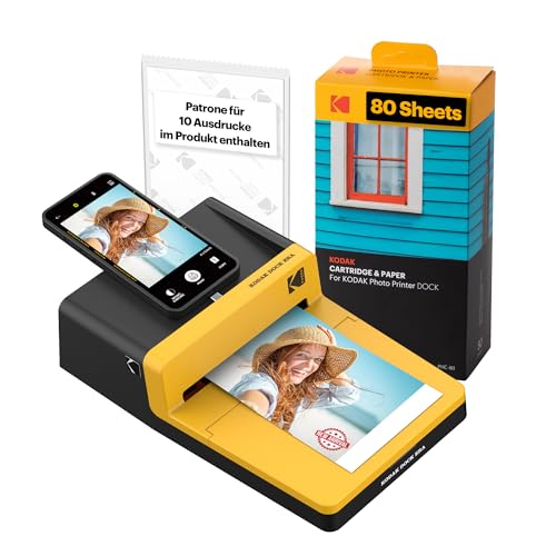 KODAK Dock ERA 4PASS Mobiler Fotodrucker (10x15cm) Fotodrucker + 10 Blatt im Lieferumfang enthalten + 80-Blatt-Patrone