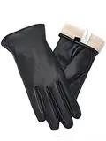 vislivin Vollhand Touchscreen-Handschuhe für Damen Leder Handschuhe Warmer Winter SMS Autofahren Handschuh Schwarz L