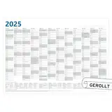 PuK XXL Wandkalender 2025 DIN A1 84,1 x 59,4 cm GEROLLT | 12 Monate Jahresplaner A1 Querformat | Ferienübersicht und bundesweite Feiertage | Kalender 2025 groß, Jahreskalender, Wandplaner