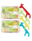 80er Zahnseide Kinder ZITFRI Zahnseide-Sticks Kinder Dental Floss Kids Flosser Zahnseidesticks kindgerechte Griff in bunte Giraffe Form, rutschfest & bunt