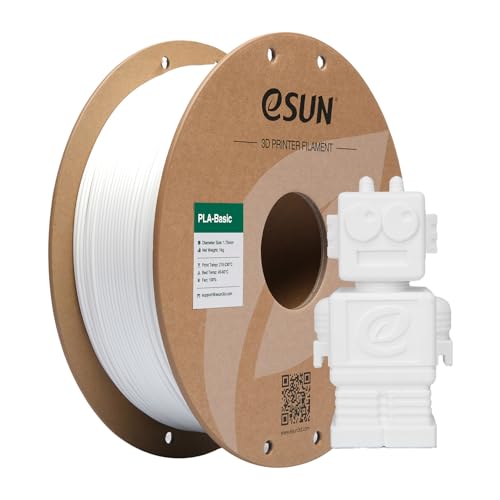 eSUN PLA Filament 1.75mm, PLA Basic 3D Drucker Filament Maßgenauigkeit +/- 0.03mm, 1KG Spule (2.2 LBS) Super Speedy PLA Filament für 3D Drucker, Weiß