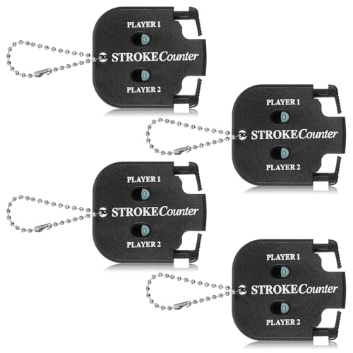 simarro 4 Stück Schlagzähler Golf Ergebnis Zähler, Punktezähler Golf mit Schlüsselkette Mini Ergebnis Indikator 2 Spieler Score Counters Tragbar Handzähler Zähler für Golf-Torwart (Schwarz)