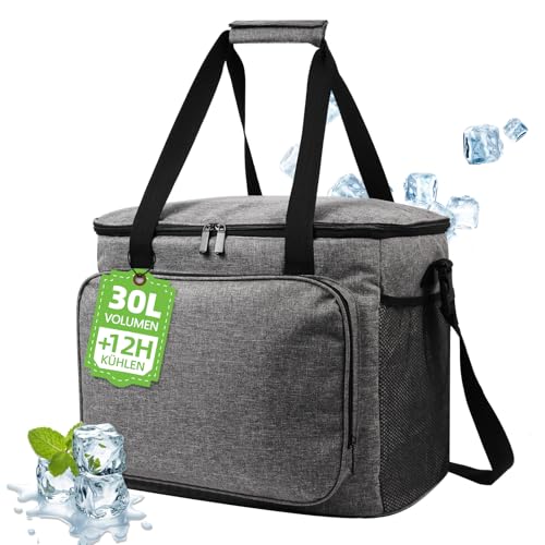 Auveir Kühltasche 30L für Essen & Getränke - Isolierte Thermotasche auslaufsicher & wasserdicht - Frühstückstasche, Picknick Lunchtasche, Thermo Tasche, Isoliertasche für Lebensmitteltransport