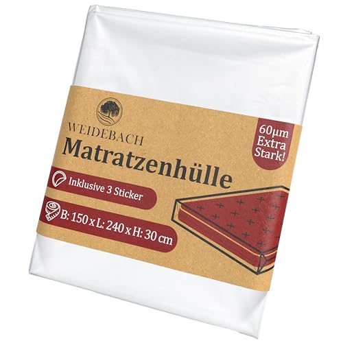 WEIDEBACH® robuste Matratzenhülle, Matratzenbeutel für 140x200cm Doublesize Matratzen, Aufbewahrungstasche für Matratzen für Lagerung & Transport, Matratzenschutzhülle gegen Gerüche & Feuchtigkeit