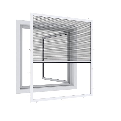 Windhager Expert Plissee Fenster Ultra Flat, Insektenschutz für Fenster, Fliegengitter, Mosquitoschutz, Selbstbausatz 130 x 150 cm, weiß, 03244