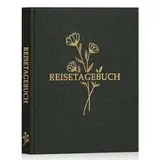 Lanpn Reisetagebuch Notizbuch für Frauen und Männer, Leinen Reisetagebuch zum Ausfüllen Fotobuch Reisejournal mit Aufforderungen, Reisebuch Urlaub Journal Jubiläums Reise Geschenke (Grün, 110 Seiten)