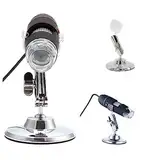 NUOBESTY Tragbares USB Digitalmikroskop mit Einstellbaren LEDs Metallstandfuß für Pflanzen Hautuntersuchungen Präzise Inspektionen Mehr Schwarz