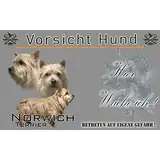 hier wache ich hund Norwich Terrier 20/12,5 cm