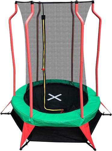 Wellactive Indoor & Outdoor Mini Trampolin für Kinder Happy Jump mit Sicherheitsnetz ab 3 Jahren max 25kg, 185x190 cm, Grün