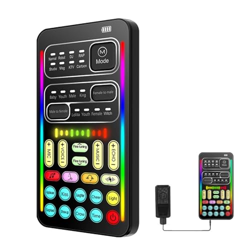 Stimmenmodifikator - Stimmwechsler für Erwachsene - Cool Lights Sound Board Voice Disguiser/Modulator für Handy, Computer, Tisch/PC/Telefon/Laptops mit einstellbaren Sprachfunktionen