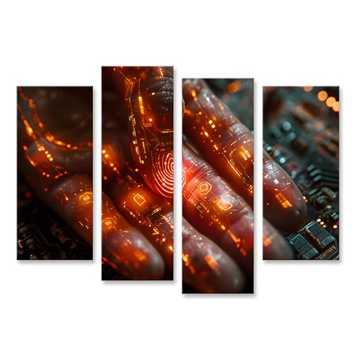 islandburner Prime Bild auf Leinwand Nahaufnahme Einer Hand, die eine detailreiche Leiterplatte hält Büro von IT-Spezialisten Elektronik-Reparaturwerkstatt Bilder Wandbilder Poster