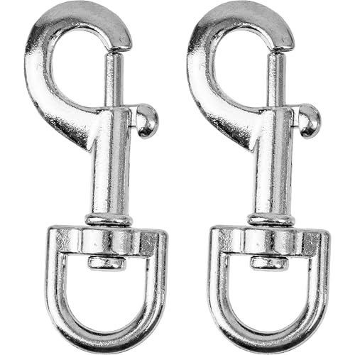 Karabiner für Drehgelenk, 2 Stück, in Silbern, Größe 2, für Hundehalsband, Hundeleine, Karabinerhaken mit abgerundetem Wirbel, Schnalle Schlüsselbund Gurtband, Schlüsselanhänger Drehkopf Paracord