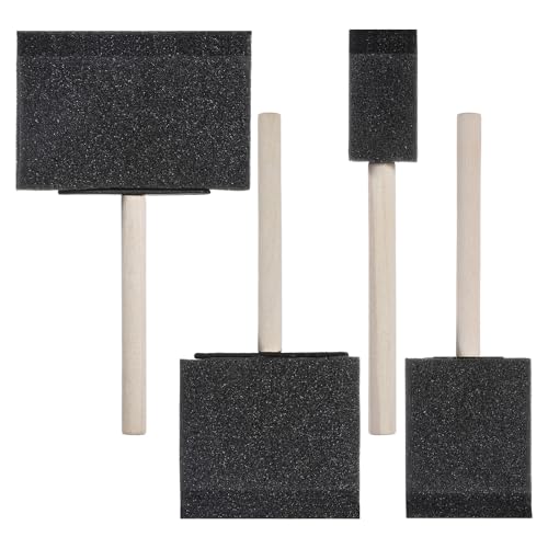 Lnngub 4 Stück Schwammpinsel Set, Schwarzer Schaumstoffpinsel zum Malen Universelle Schwamm Malpinsel mit Holzgriff für Kinder und Erwachsene zum Malen, Farbauftragen, DIY Bastelprojekte (4 Größen)