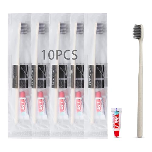 CZNBZIU Einmal Zahnbürsten,10 Packungen Einwegzahnbürsten Mit Zahnpasta Set Einzeln Verpackt Für Hotel/Camping/Pflegeheim/Wohltätigkeit