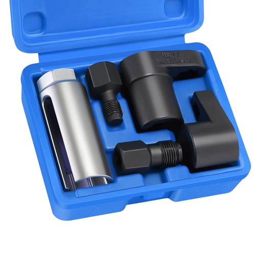 GEAREVER 5tlg Lambdasonden Schlüssel Nüsse Set, Lamdasonde Werkzeug und Gewindereparatur Satz, 1/2" 3/8" Antrieb 7/8" 22mm Lambdasonde Nuss Steckschlüssel Werkzeug Einsatz, M12 M18 Gewinde Strehler