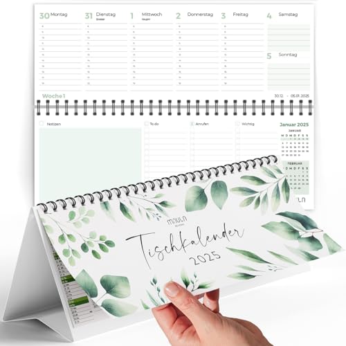 Tischkalender 2025 Quer - Kalender 2025 Tischkalender - Wochenkalender 2025 Tischkalender - Tischkalender 2025 zum Aufstellen - Organisation & Produktivität - Tischkalender 2025 Quer TC001_25_greenery