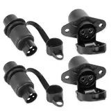 Wzhtuzi 2 Stück Anhänger Stecker,Steckdose 3-Polig, 3-PIN Wasserdichter Steckverbinder, KFZ Anhänger Stecker Steckdose 3 polig Satz, 3 poliger stecker 12v Traktor, Landmaschinen Stecker 3pol