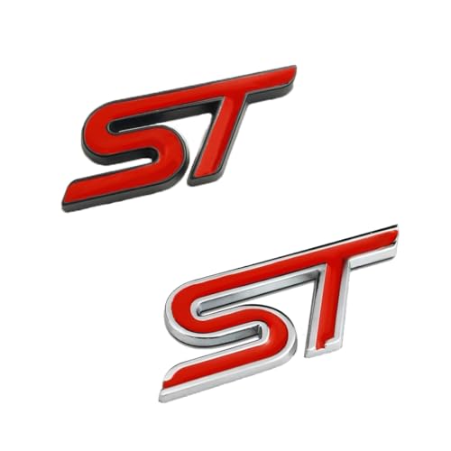 Auto Metall ST Line Emblem, 2 Stück 3D Metall ST Aufkleber Autokopf Emblem, Legierung ST Logo, Frontgrill Karosserie Kofferraum Dekoration, Abzeichen Chrom Aufkleber für Die meisten Automodelle