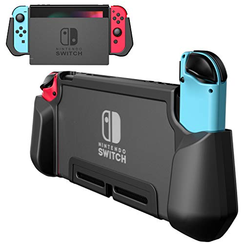 PZOZ Dockable Hülle für Nintendo Switch,（Nicht kompatibel mit der OLED-Version） Ergonomischen TPU und PC Schutzhülle Ultradünne Case Zubehör Kompatibel mit Nintendo Switch (Switch/Schwarz)