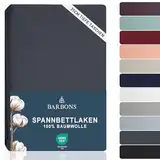 BARBONS Spannbettlaken 180x200cm - 35 cm Tiefe Tasche 100% Baumwolle Spannbetttuch Oeko-TEX Zertifiziert Bettlaken Jersey Bettware Bettbezug für Boxspringbett Dicke Matratzen - Dunkelgrau 180 x 200