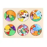 Holzrätsel für Kinder, Kinderrätsel | Tierfrucht -Holzrätsel für Kinder | Farbenfrohe Vorschulerziehung Brain Teaser Boards, pädagogische Mindspiele für Mädchen