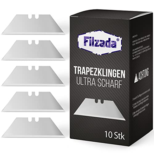 Filzada® 10x PROFI Trapezklingen für Teppichmesser - Ultra scharfe Teppichmesser Klingen - 0,6 mm stark