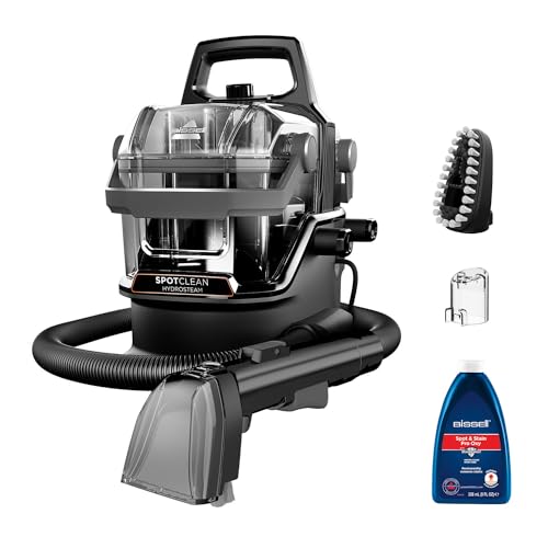 BISSELL SpotClean® HydroSteam™ | Fleckenreiniger | HydroSteam™-Technologie | Dämpfen, schrubben, saugen | Für Teppiche, Teppichböden, und mehr | 3689N, Black/Medium Cool Grey/Copper Harbor