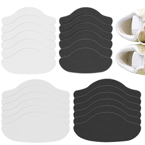 12 Paar Schuhe Fersenschutz,4 Farben Schuh Pads Ferse,Leder Fersenschutz,Schuhe Ferse Reparatur,Selbstklebende Fußkissen Pads Schuhfersenreparatur(Schwarz,Weiß,Grau,Hautfarben)