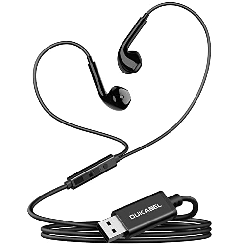 DuKabel USB In Ear Kopfhörer PC Headset mit Mikrofon und Lautstärkeregler USB Gaming Headset für PS4 PS5 PC Laptop Desktop Skype Office Live