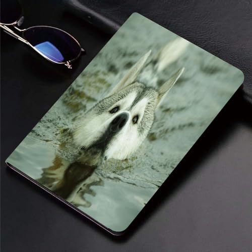 Hülle für kompatibel iPad 9./8./7.Hülle für 10.2,Schwimmendes Husky-Tierwasser,Ultradünne Soft TPU Rückseite Abdeckung Schutzhülle mit