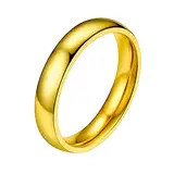 PROSTEEL Herren hochglanzpoliert Ring 18k vergoldet Größe 62 Hochzeit Verlobung Bandring 4mm breit Partnerring Trauring Finger Ring Modeschmuck Accessoire für Geburtstag